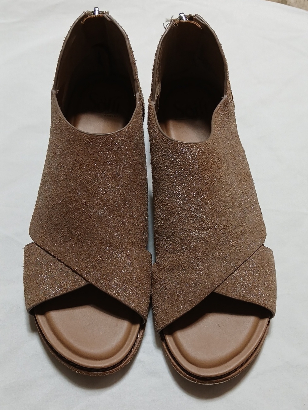 Sofft Women's Brown Suede Open-Toe Mule with Shimmer Size 9M